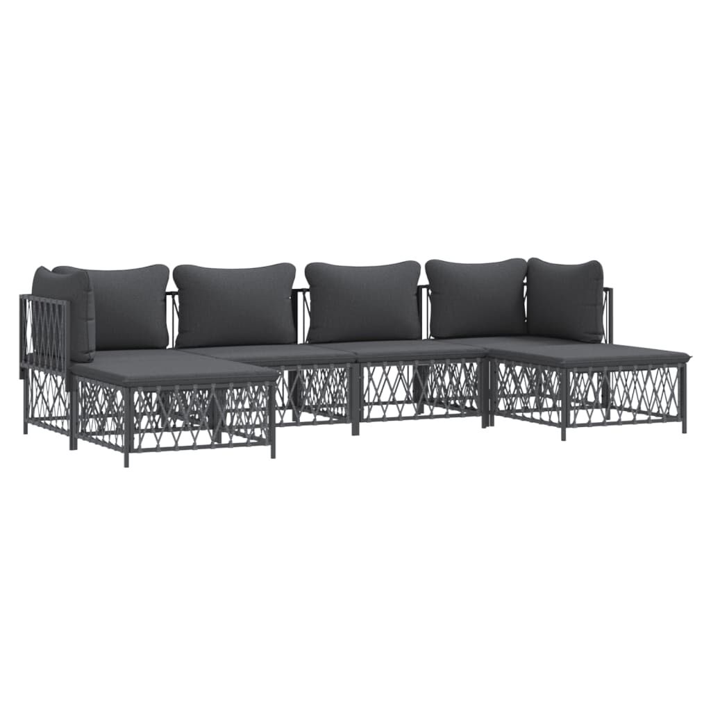 vidaXL 6 Piece Garden Lounge Set with Cushions Anthracite Steel