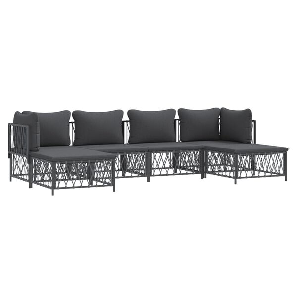 vidaXL 6 Piece Garden Lounge Set with Cushions Anthracite Steel