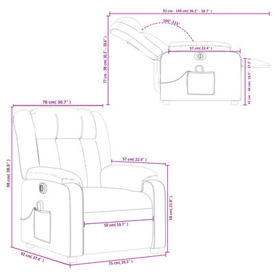 vidaXL Electric Massage Recliner Chair Grey Faux Leather