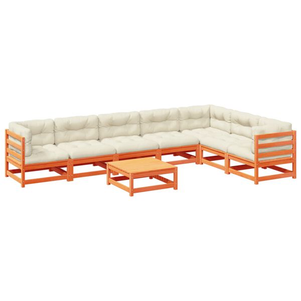 vidaXL 8 Piece Garden Sofa Set with Cushions Wax Brown Solid Wood Pine