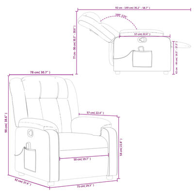 vidaXL Massage Recliner Chair Light Grey Fabric