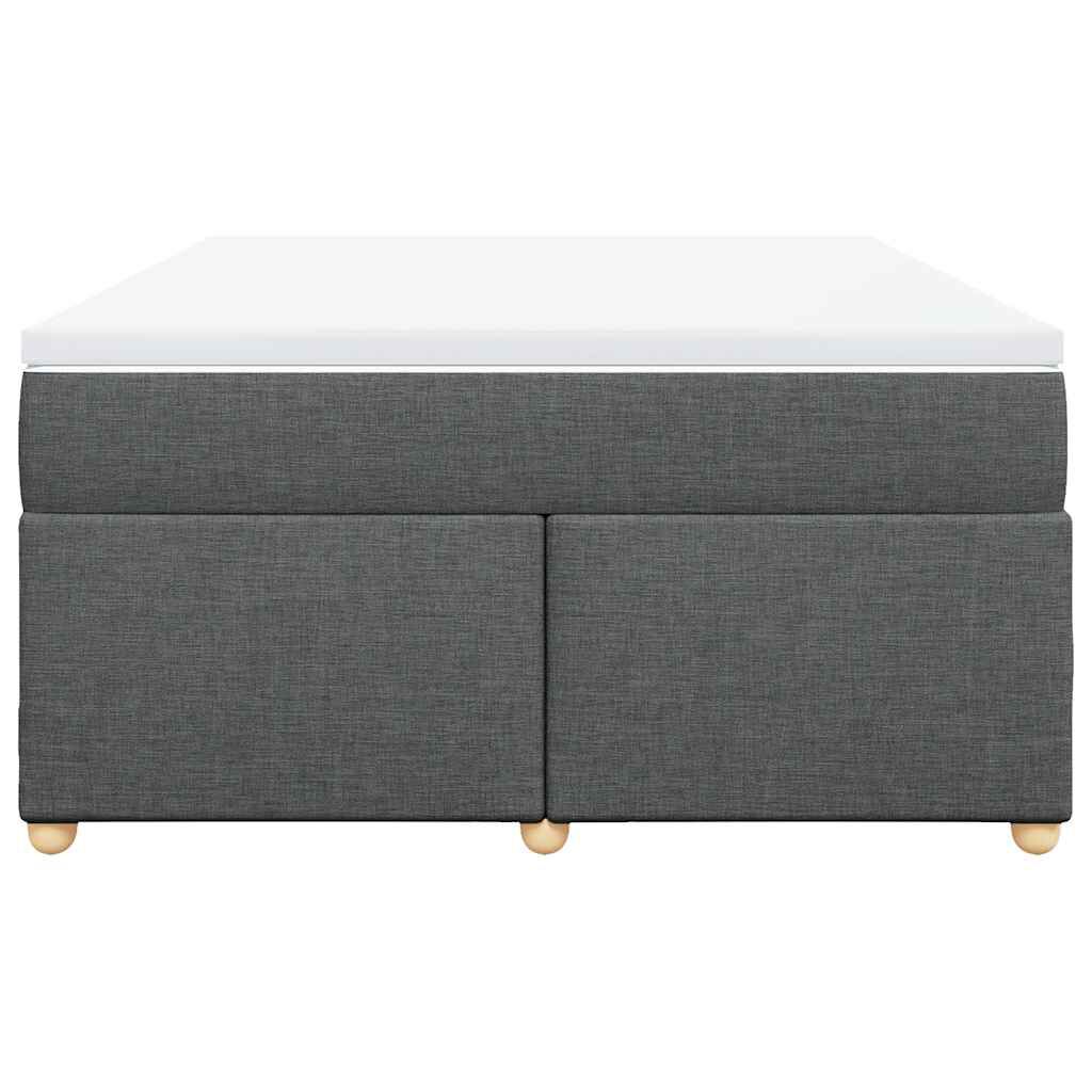 vidaXL Box Spring Bed with Mattress Dark Grey Full Fabric