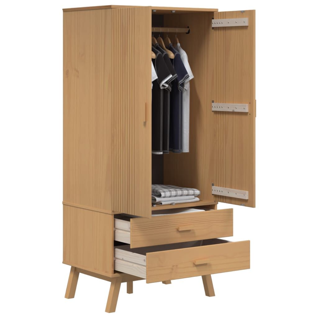 vidaXL Wardrobe OLDEN Brown 76.5x53x172 cm Solid Wood Pine