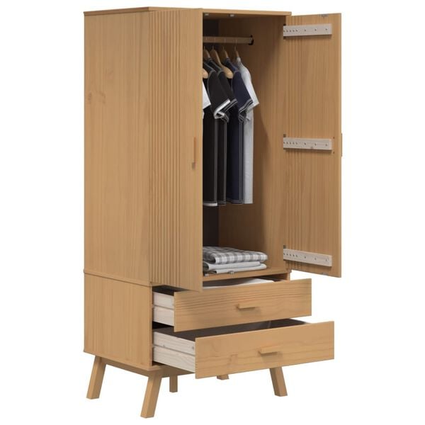 vidaXL Wardrobe OLDEN Brown 76.5x53x172 cm Solid Wood Pine