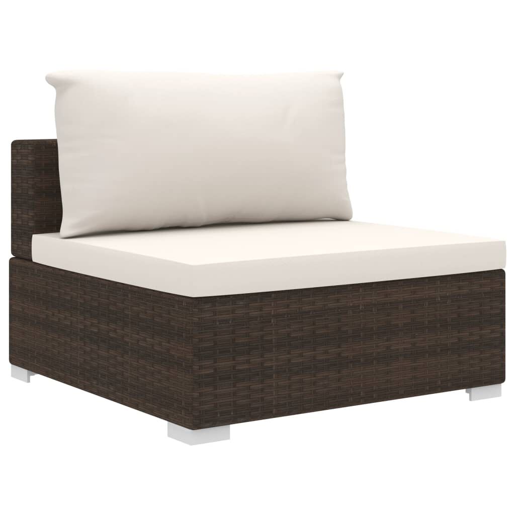 vidaXL 8 Piece Garden Lounge Set with Cushions Poly Rattan Brown