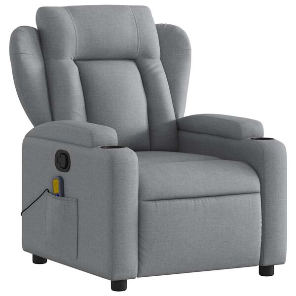 vidaXL Massage Recliner Chair Light Grey Fabric