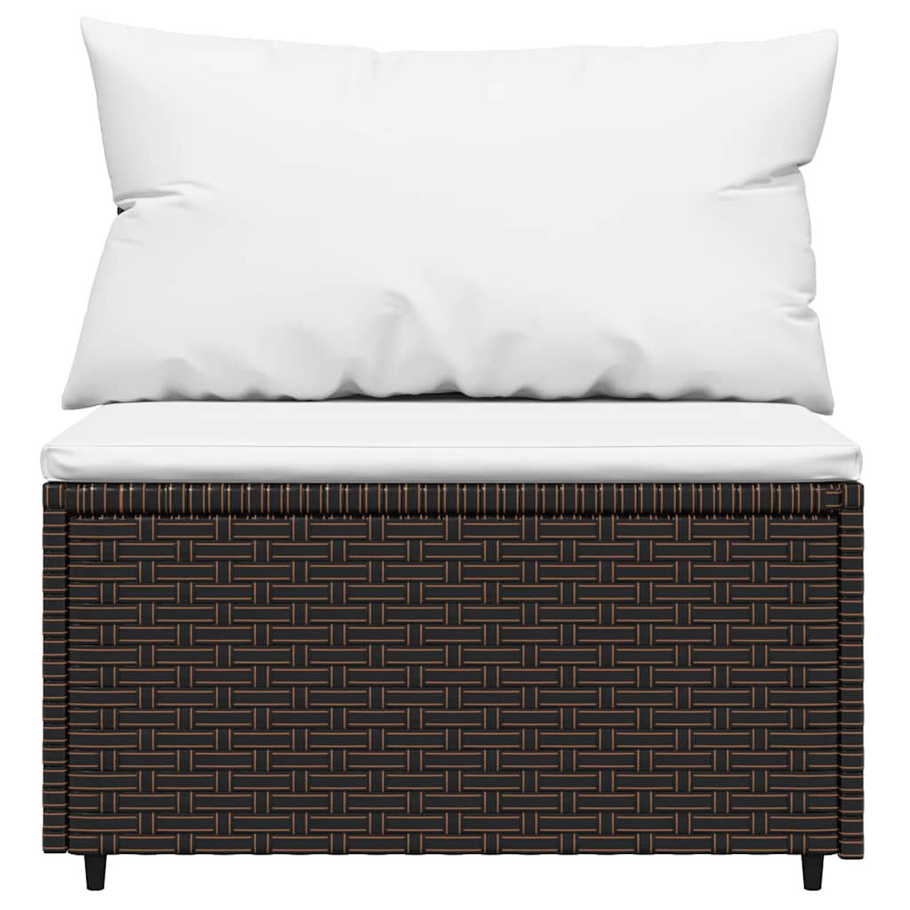vidaXL 4 Piece Garden Lounge Set with Cushions Brown Poly Rattan