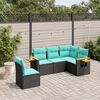 vidaXL 5 Piece Garden Sofa Set with Cushions Black Poly Rattan