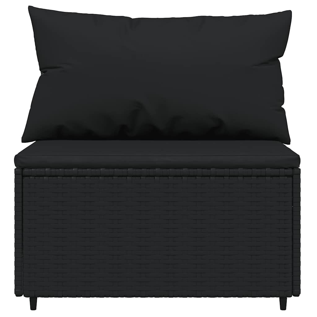vidaXL 4 Piece Garden Lounge Set with Cushions Black Poly Rattan