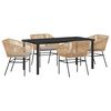 vidaXL Garden Dining Set with Cushion 5 pcs Brown Powder-Coated Steel