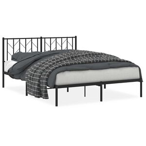 vidaXL Metal Bed Frame without Mattress with Headboard Black 150x200cm