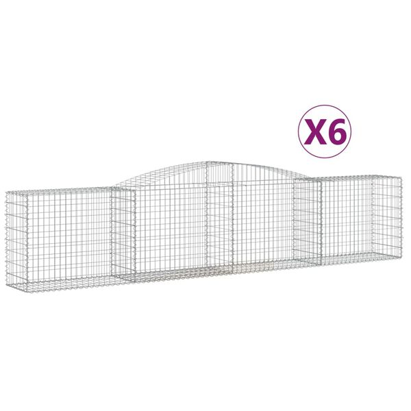 vidaXL Arched Gabion Baskets 6 pcs 400x50x80/100 cm Galvanised Iron