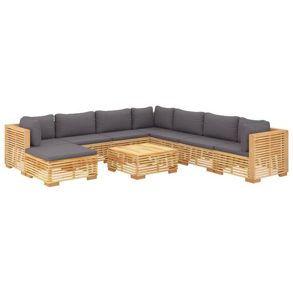 vidaXL 9 Piece Garden Lounge Set with Cushions Solid Teak Wood