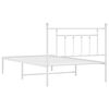 vidaXL Metal Bed Frame without Mattress with Headboard White 100x200cm