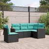 vidaXL 5 Piece Garden Sofa Set with Cushions Black Poly Rattan