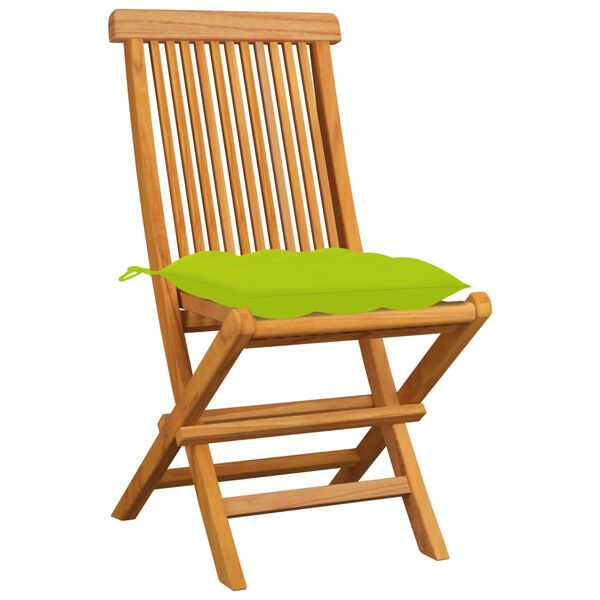 vidaXL Garden Chairs with Bright Green Cushions 4 pcs Solid Teak Wood