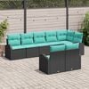 vidaXL Sofa Set with Cushion 8 pcs Black and turquoise Poly Rattan