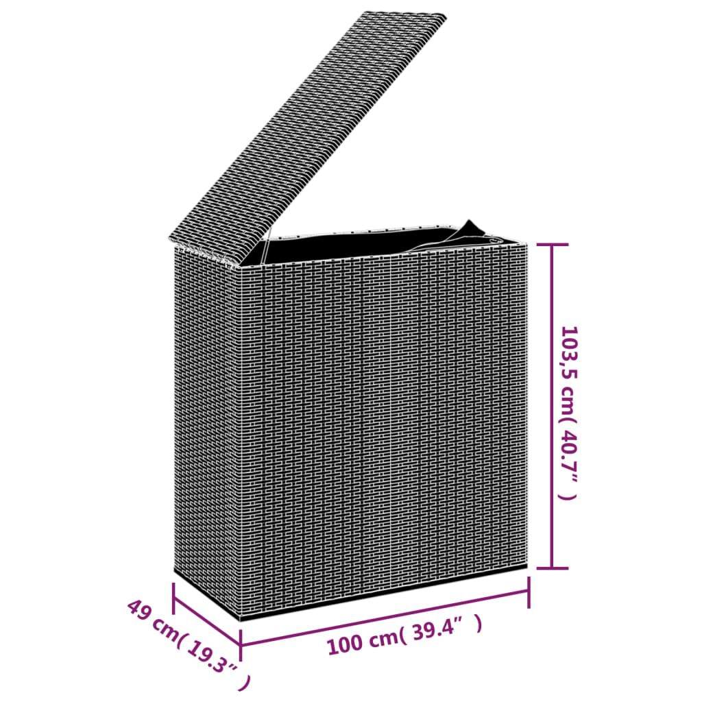 vidaXL Garden Cushion Box PE Rattan 100x49x103.5 cm Grey