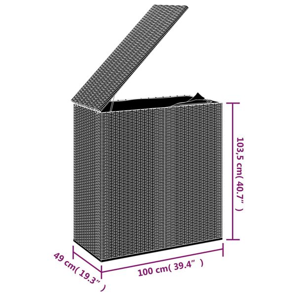 vidaXL Garden Cushion Box PE Rattan 100x49x103.5 cm Grey
