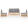 vidaXL 4 Piece Garden Lounge Set with Cushions Solid Pinewood
