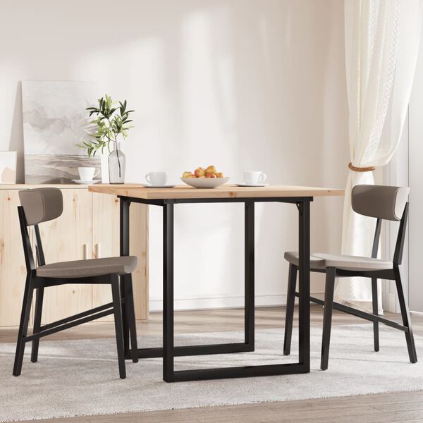 vidaXL Dining Table O-Frame 90x90x75.5 cm Solid Wood Pine and Steel