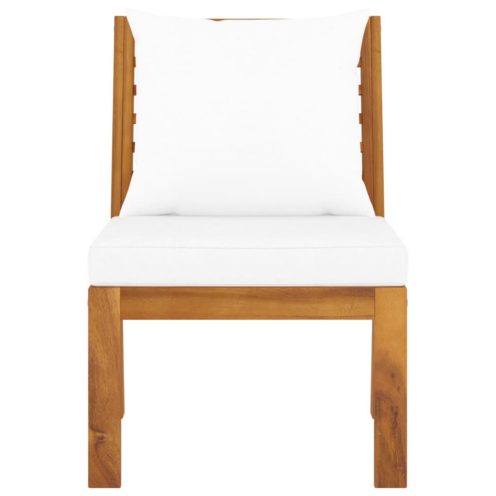 vidaXL Sectional Middle Sofa with Cream Cushion Solid Acacia Wood