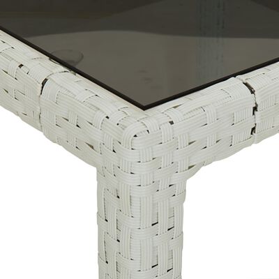 vidaXL Garden Table White 190x90x75 cm Tempered Glass and Poly Rattan
