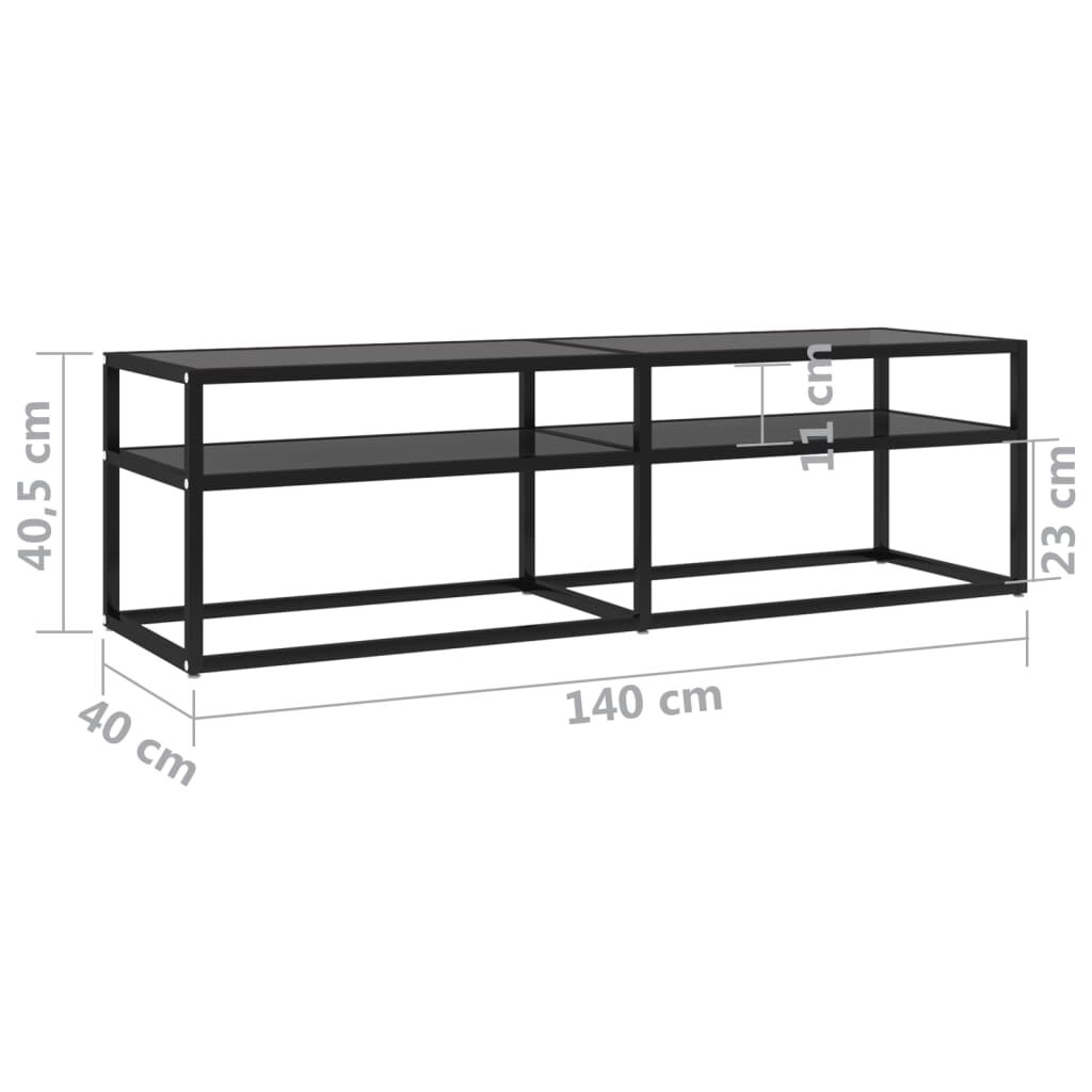 vidaXL TV Cabinet Black 140x40x40.5 cm Tempered Glass