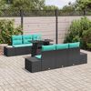 vidaXL Garden Sofa Set with Cushion 7 pcs Black and Turquoise
