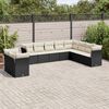 vidaXL 10 Piece Garden Sofa Set with Cushions Black Poly Rattan