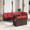 vidaXL Garden Sofa Set with Storage 9 pcs Brown and Red Poly Rattan