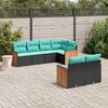 vidaXL 7 Piece Garden Sofa Set with Cushions Black Poly Rattan