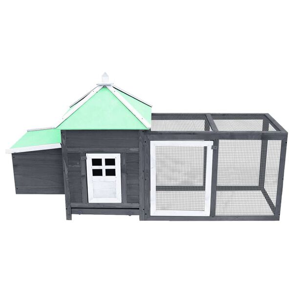 vidaXL Chicken Coop with Nest Box Grey 190x72x102 cm Solid Firwood