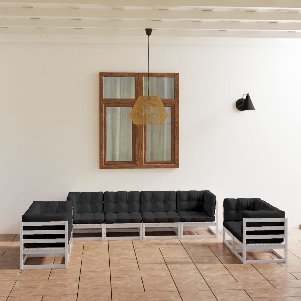 vidaXL 8 Piece Garden Lounge Set with Cushions Solid Pinewood