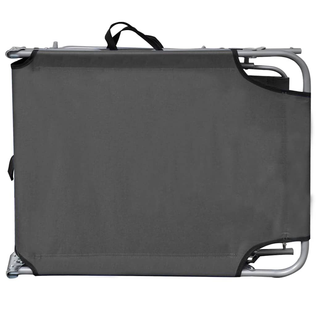 vidaXL Folding Sun Lounger with Canopy Grey Aluminium