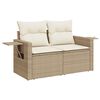 vidaXL 4 Piece Garden Sofa Set with Cushions Beige Poly Rattan
