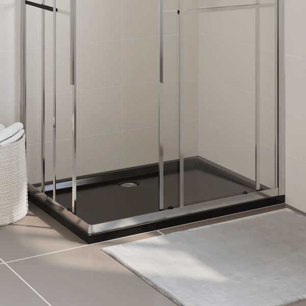 vidaXL Rectangular ABS Shower Base Tray Black 80x120 cm