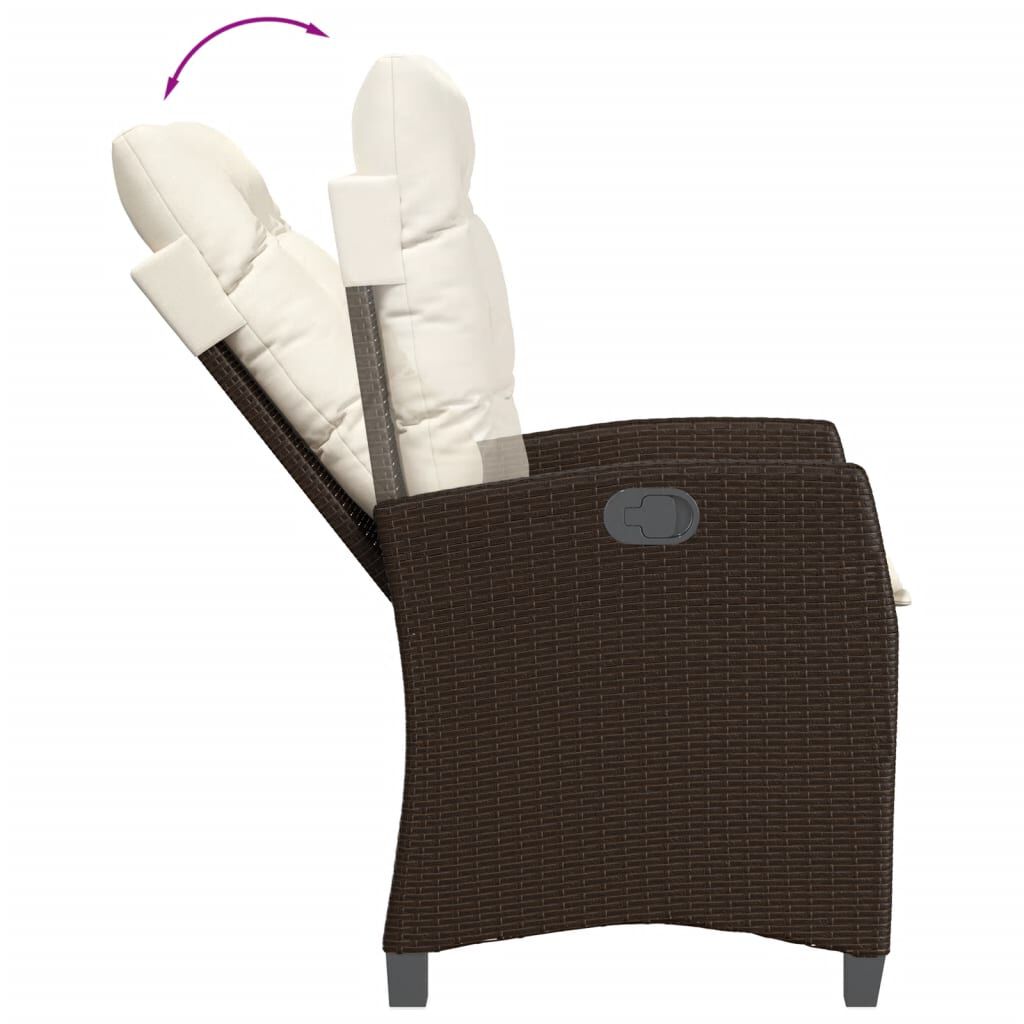 vidaXL 3 Piece Bistro Set with Cushions Brown Poly Rattan