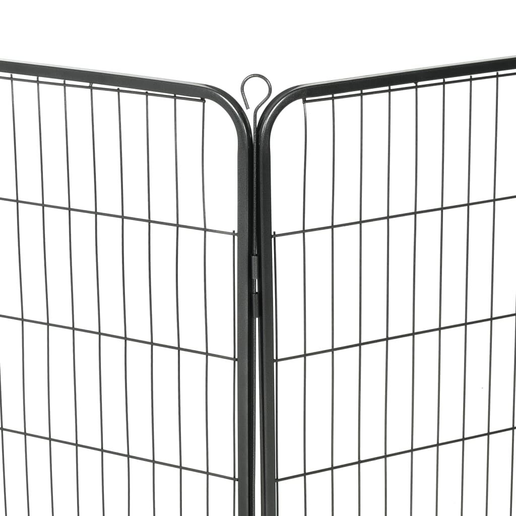 vidaXL Dog Playpen 8 Panels Steel 80x100 cm Black