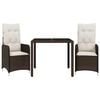 vidaXL 5 Piece Garden Bistro Set with Cushions Brown Poly Rattan