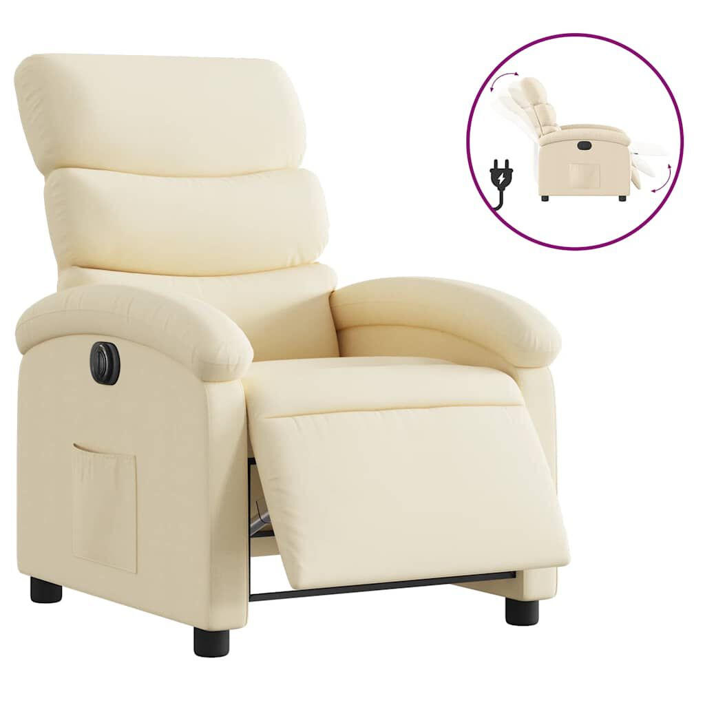 vidaXL Electric Recliner Chair Cream Fabric