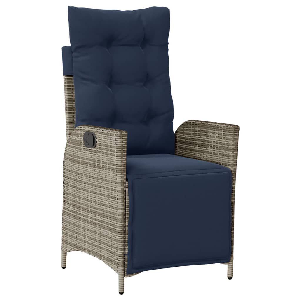 vidaXL 9 Piece Garden Dining Set with Cushions Grey Poly Rattan