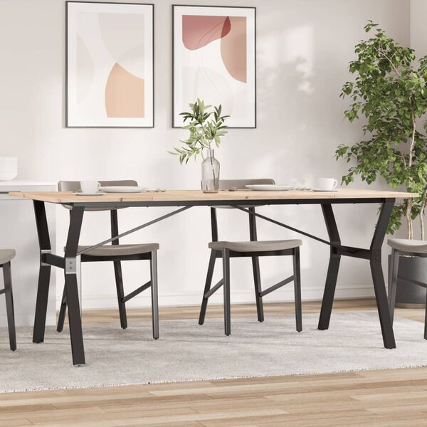 vidaXL Dining Table Y-Frame 180x90x75 cm Solid Wood Pine and Steel