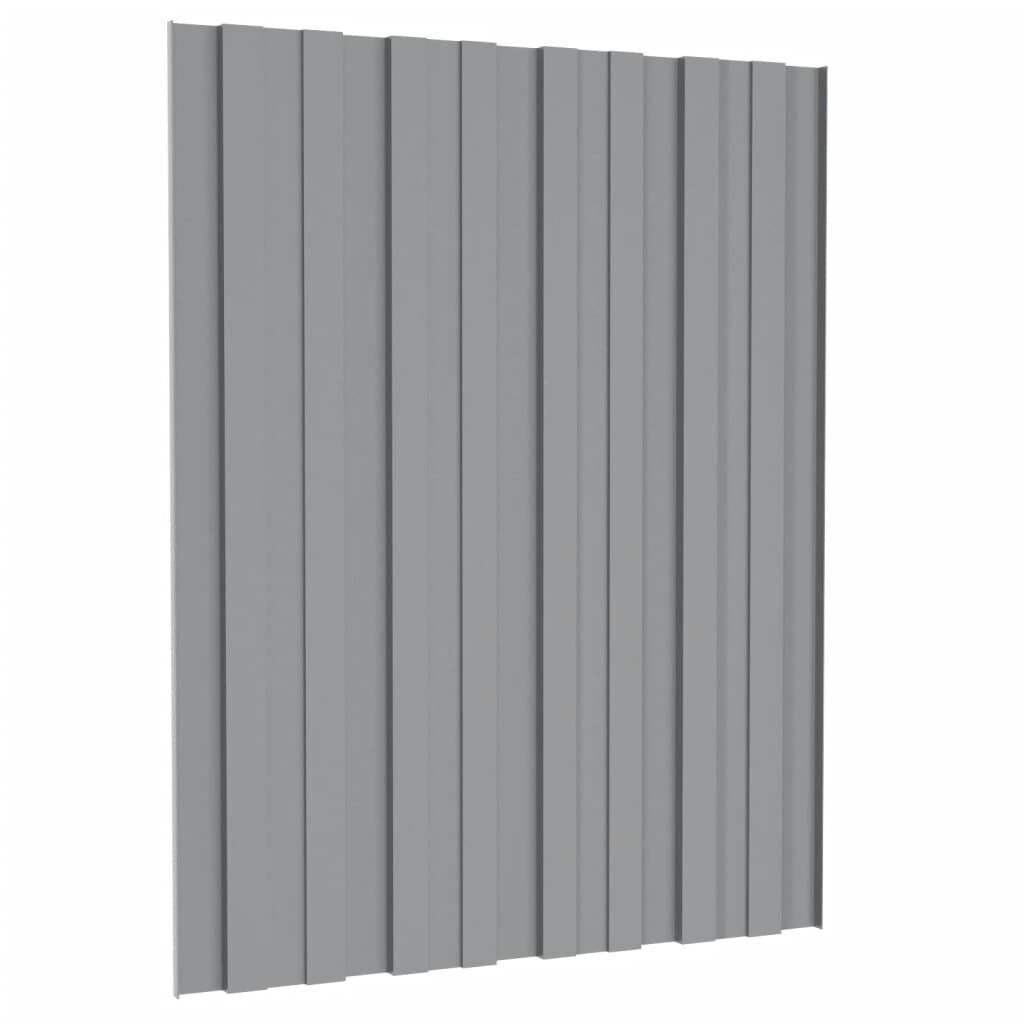 vidaXL Roof Panels 12 pcs Galvanised Steel Grey 60x45 cm