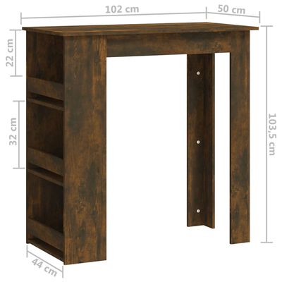 vidaXL Bar Table with Storage Rack Smoked Oak 102x50x103.5cm Engineered Wood