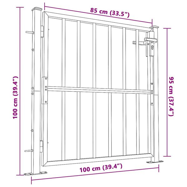 vidaXL Garden Gate 100x100 cm Stainless Steel