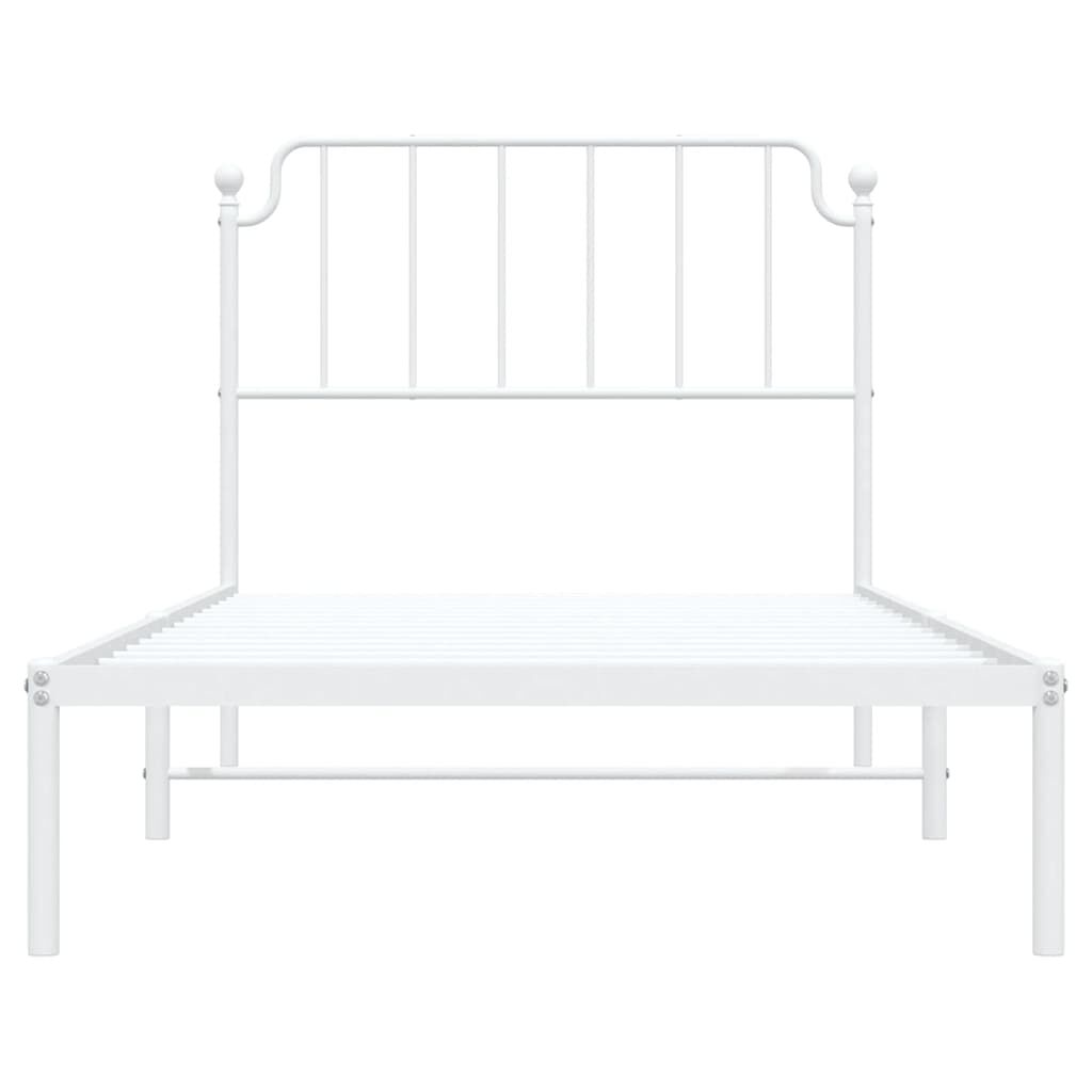vidaXL Metal Bed Frame without Mattress with Headboard White 100x200cm