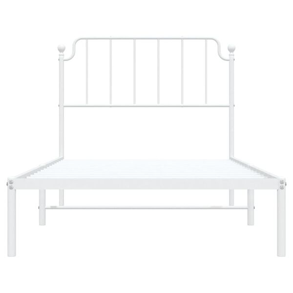 vidaXL Metal Bed Frame without Mattress with Headboard White 100x200cm