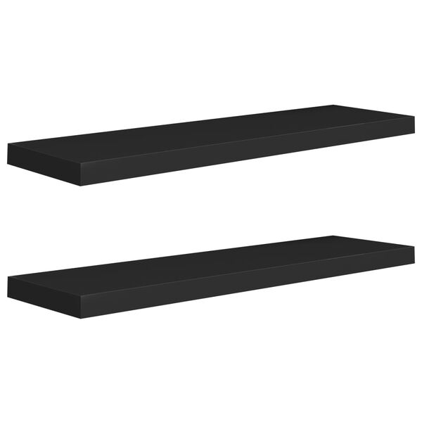 vidaXL Floating Wall Shelves 2 pcs Black 90x23.5x3.8 cm MDF