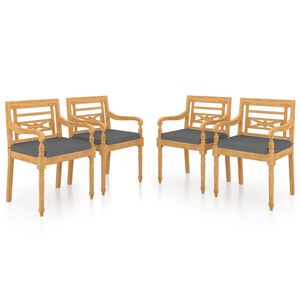 vidaXL Batavia Chairs 4 pcs with Cushions Solid Teak Wood